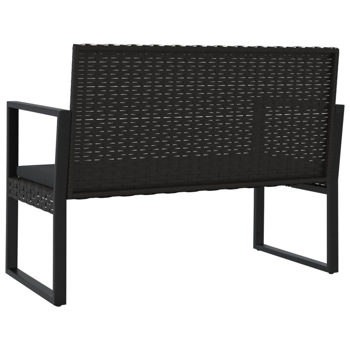 Trädgårdsbänk Med Dynor Svart 106 Cm Konstrotting