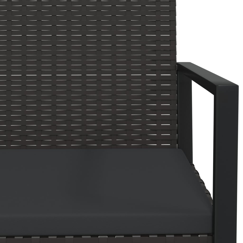 Trädgårdsbänk Med Dynor Svart 106 Cm Konstrotting