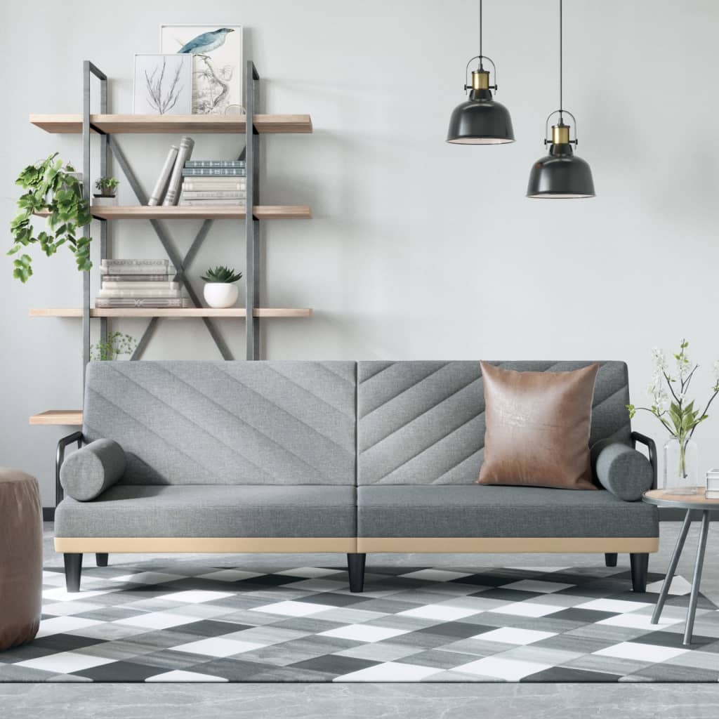 Bäddsoffa Med Armstöd Gräddvit Tyg
