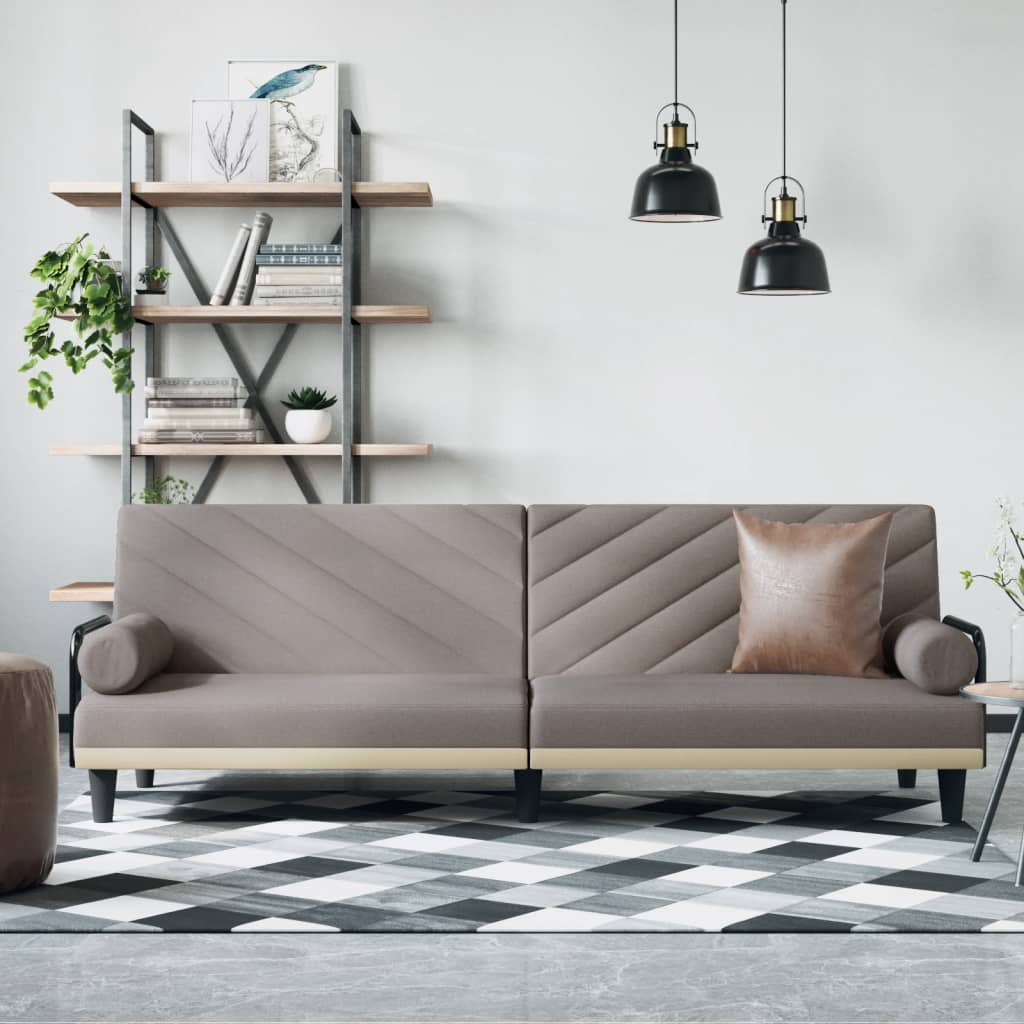 Bäddsoffa Med Armstöd Gräddvit Tyg