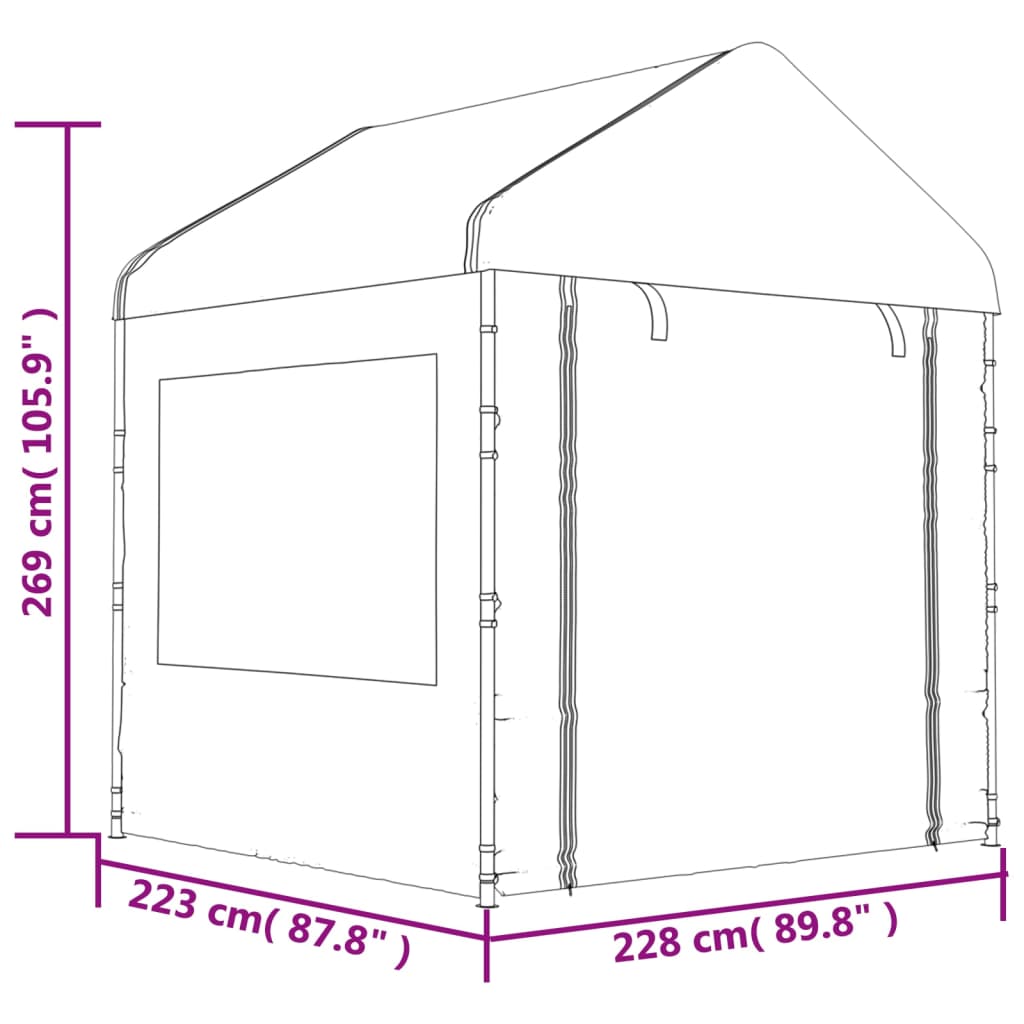 Paviljong Med Tak Vit 2,28X2,23X2,69 M Polyeten