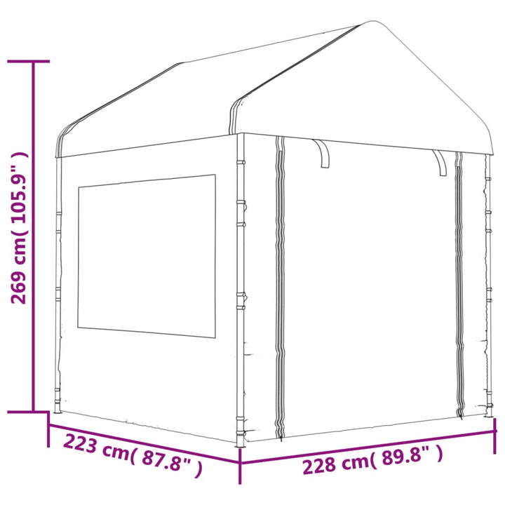 Paviljong Med Tak Vit 2,28X2,23X2,69 M Polyeten
