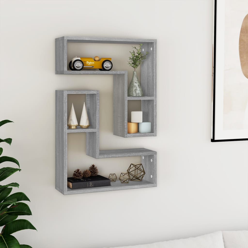 Vägghylla Kubformad 2 St Åldrat Trä 50X15X50 Cm Konstruerat Trä