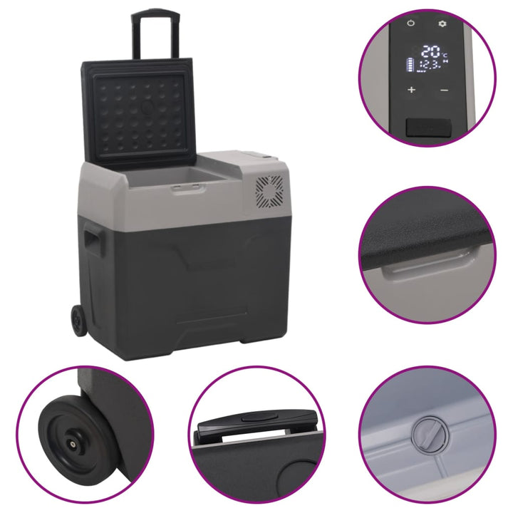 Kylbox Med Hjul Och Adapter Svart &amp; Grå Polypropylen