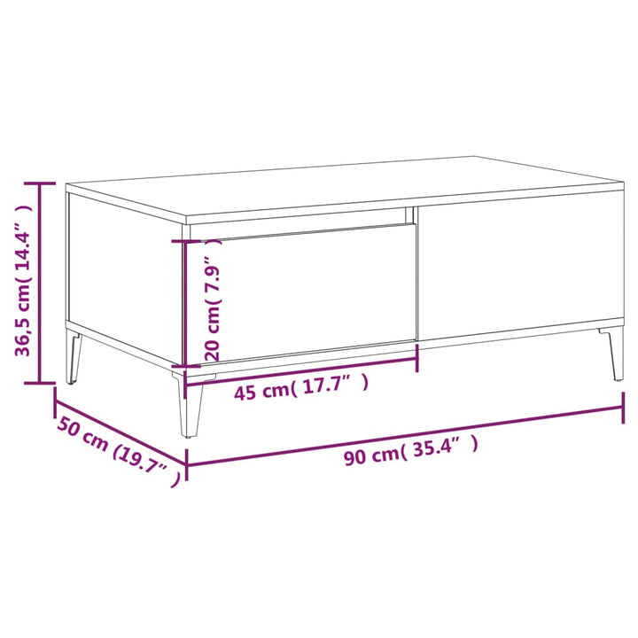 Soffbord 90X50X36,5 Cm Konstruerat Trä