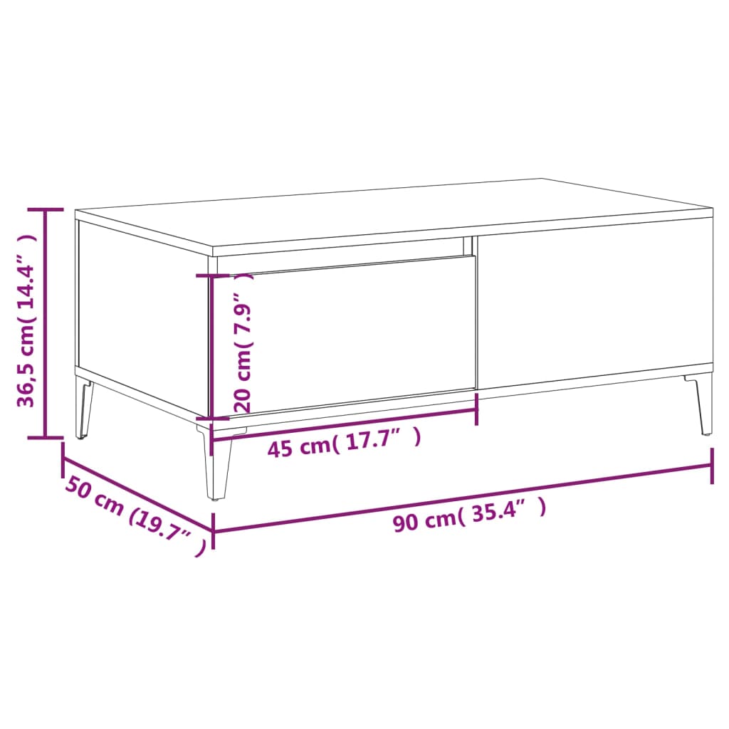 Soffbord 90X50X36,5 Cm Konstruerat Trä