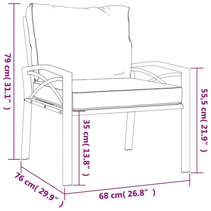 Trädgårdsstol Med Dynor 68X76X79 Cm Stål