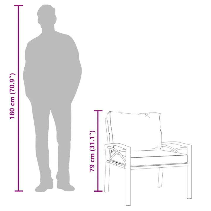 Trädgårdsstol Med Dynor 68X76X79 Cm Stål