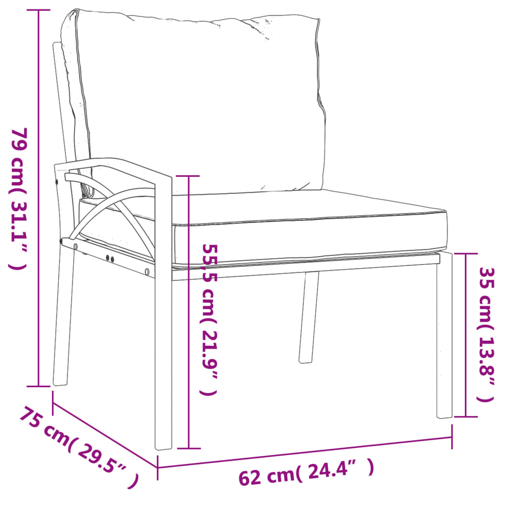 Trädgårdsstolar Med Dynor 2 St 62X75X79 Cm Stål