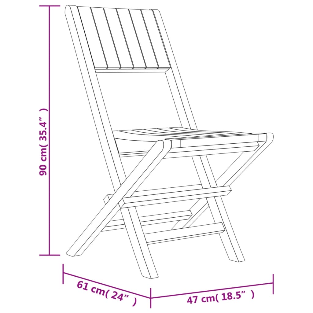 Hopfällbara Trädgårdsstolar 2 St 47X61X90 Cm Massiv Teak