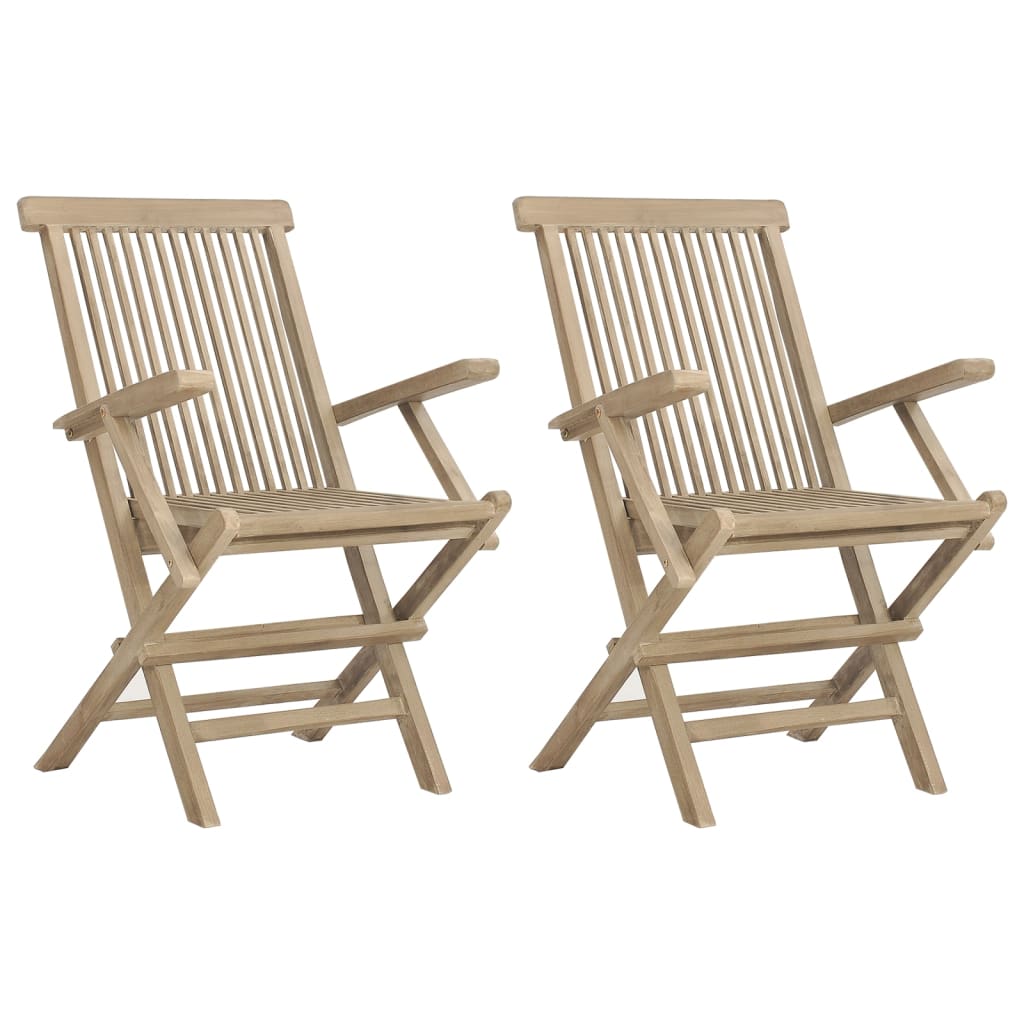 Hopfällbara Trädgårdsstolar 2 St Grå 56X61X89 Cm Massiv Teak
