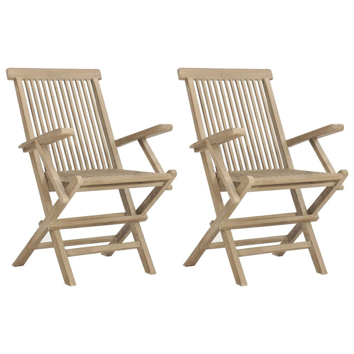 Hopfällbara Trädgårdsstolar 2 St Grå 56X61X89 Cm Massiv Teak