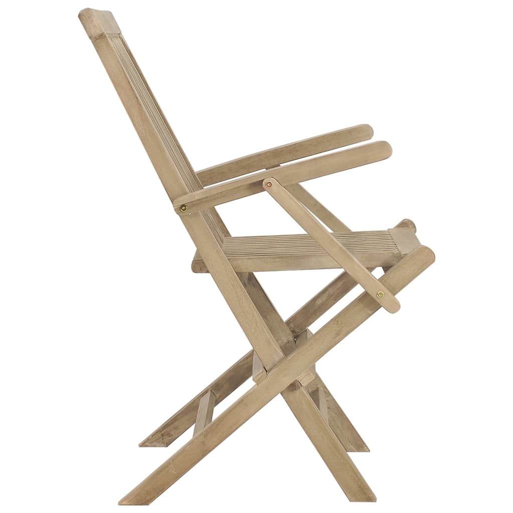 Hopfällbara Trädgårdsstolar 2 St Grå 56X61X89 Cm Massiv Teak