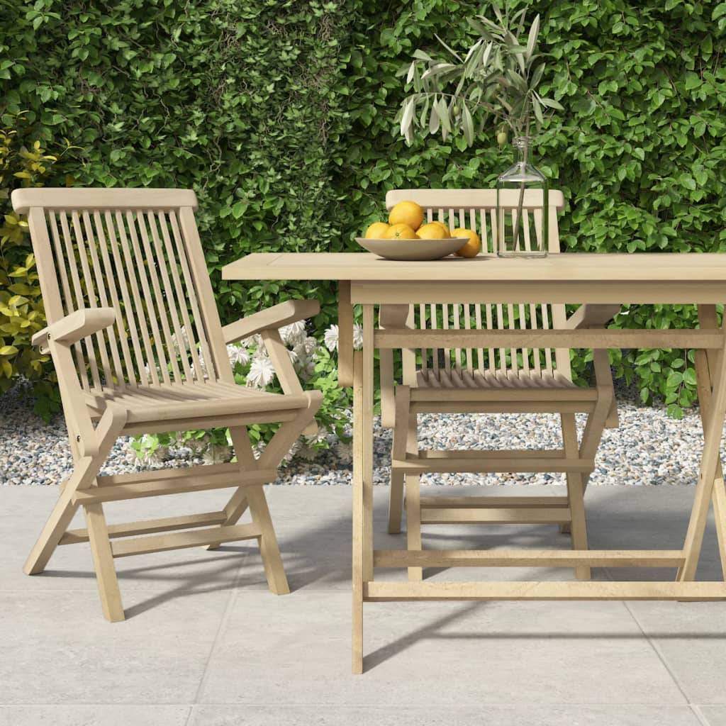 Hopfällbara Trädgårdsstolar 2 St Grå 56X61X89 Cm Massiv Teak