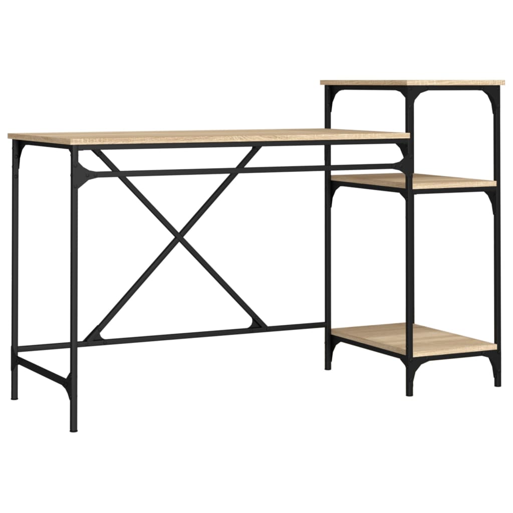 Skrivbord Med Hyllor Sonoma-Ek 135X50X90Cm Konstruerat Trä&amp;Järn