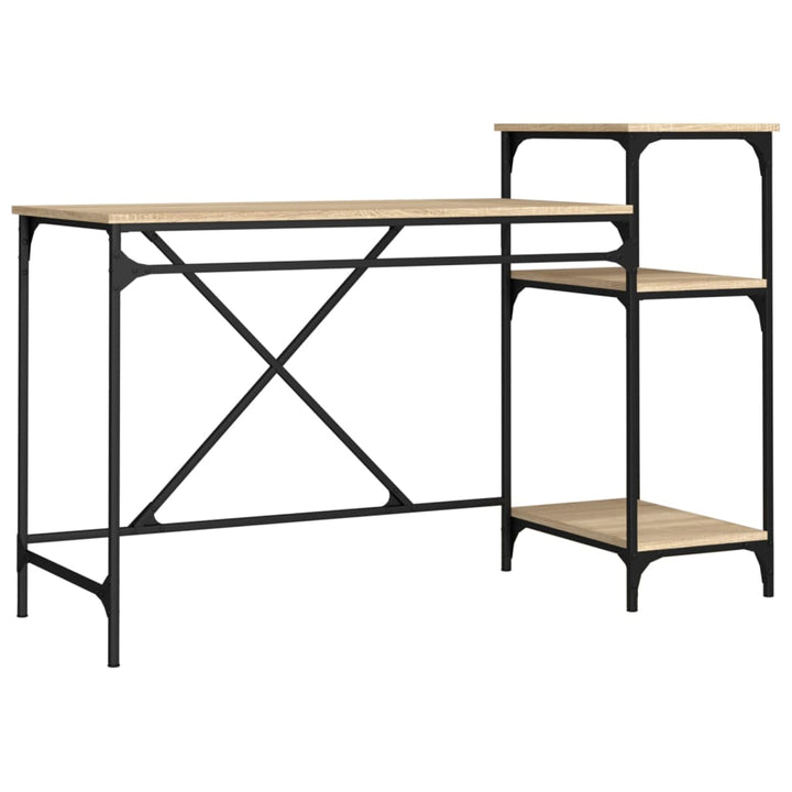 Skrivbord Med Hyllor Sonoma-Ek 135X50X90Cm Konstruerat Trä&amp;Järn
