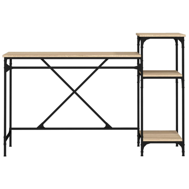 Skrivbord Med Hyllor Sonoma-Ek 135X50X90Cm Konstruerat Trä&amp;Järn