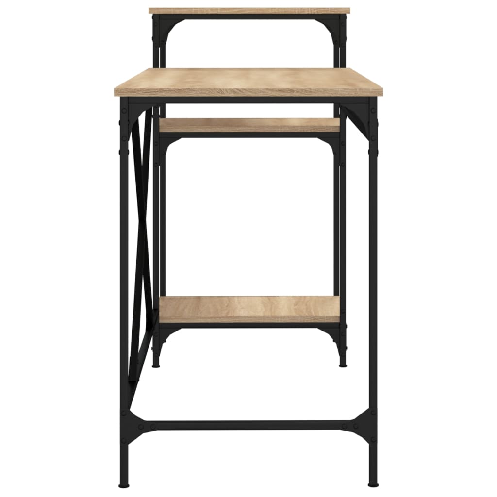Skrivbord Med Hyllor Sonoma-Ek 135X50X90Cm Konstruerat Trä&amp;Järn