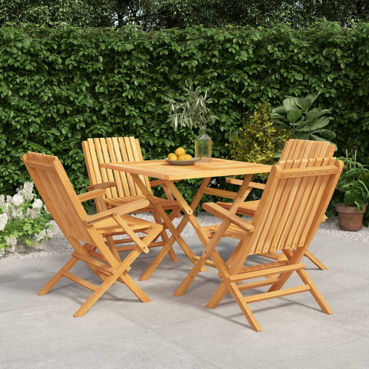 Matgrupp För Trädgården 5 Delar Massiv Teak