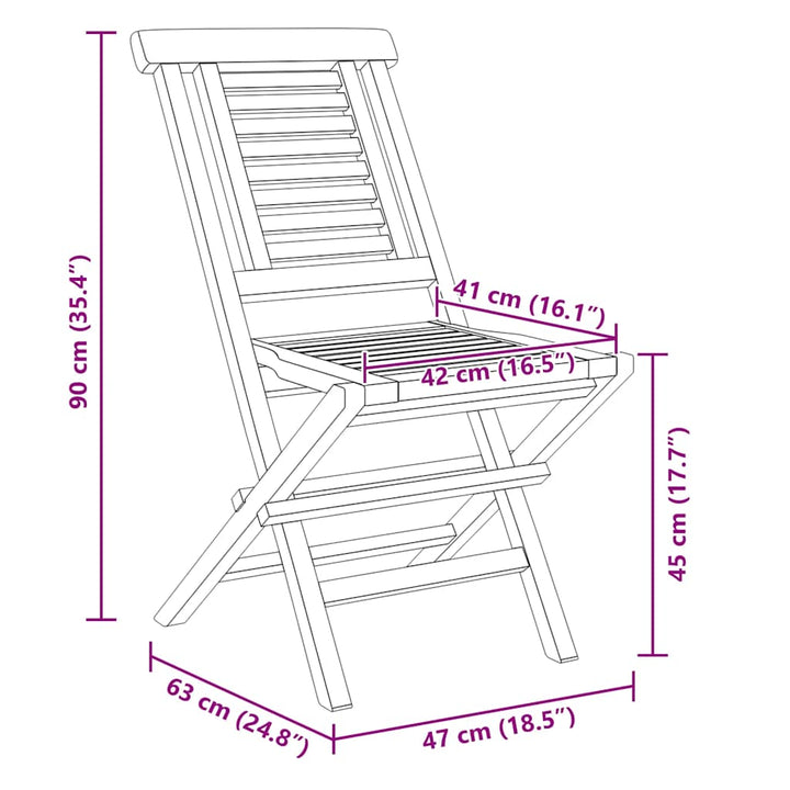 Hopfällbara Trädgårdsstolar 6 St 47X63X90 Cm Massiv Teak