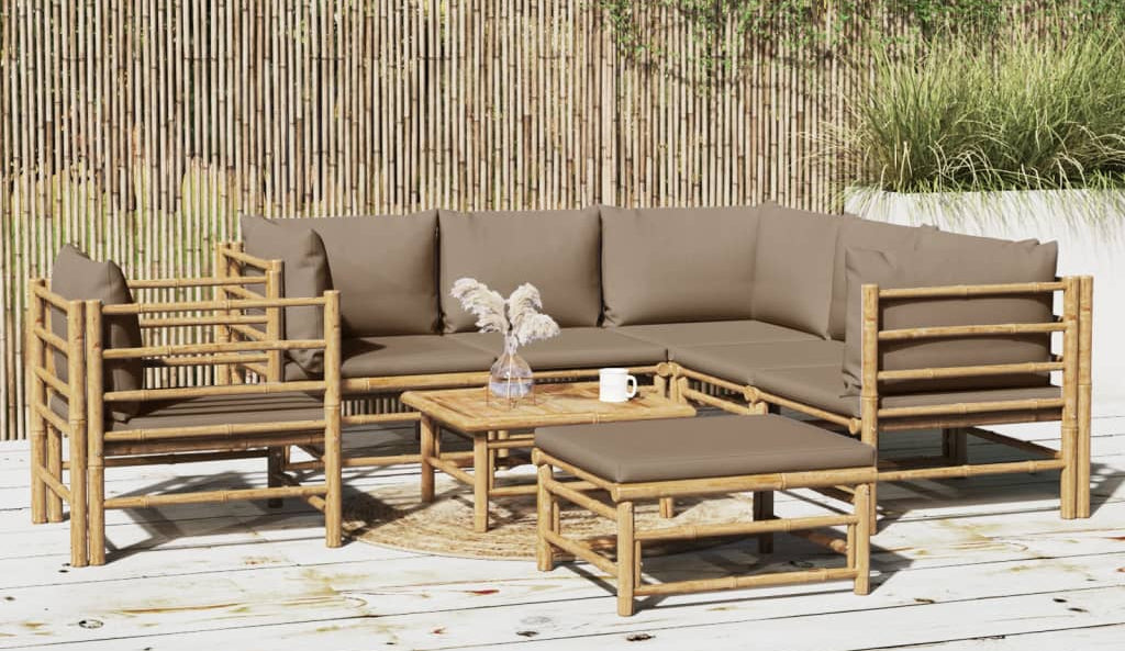 Hörnsoffa För Trädgården Dynor 2 St Bambu