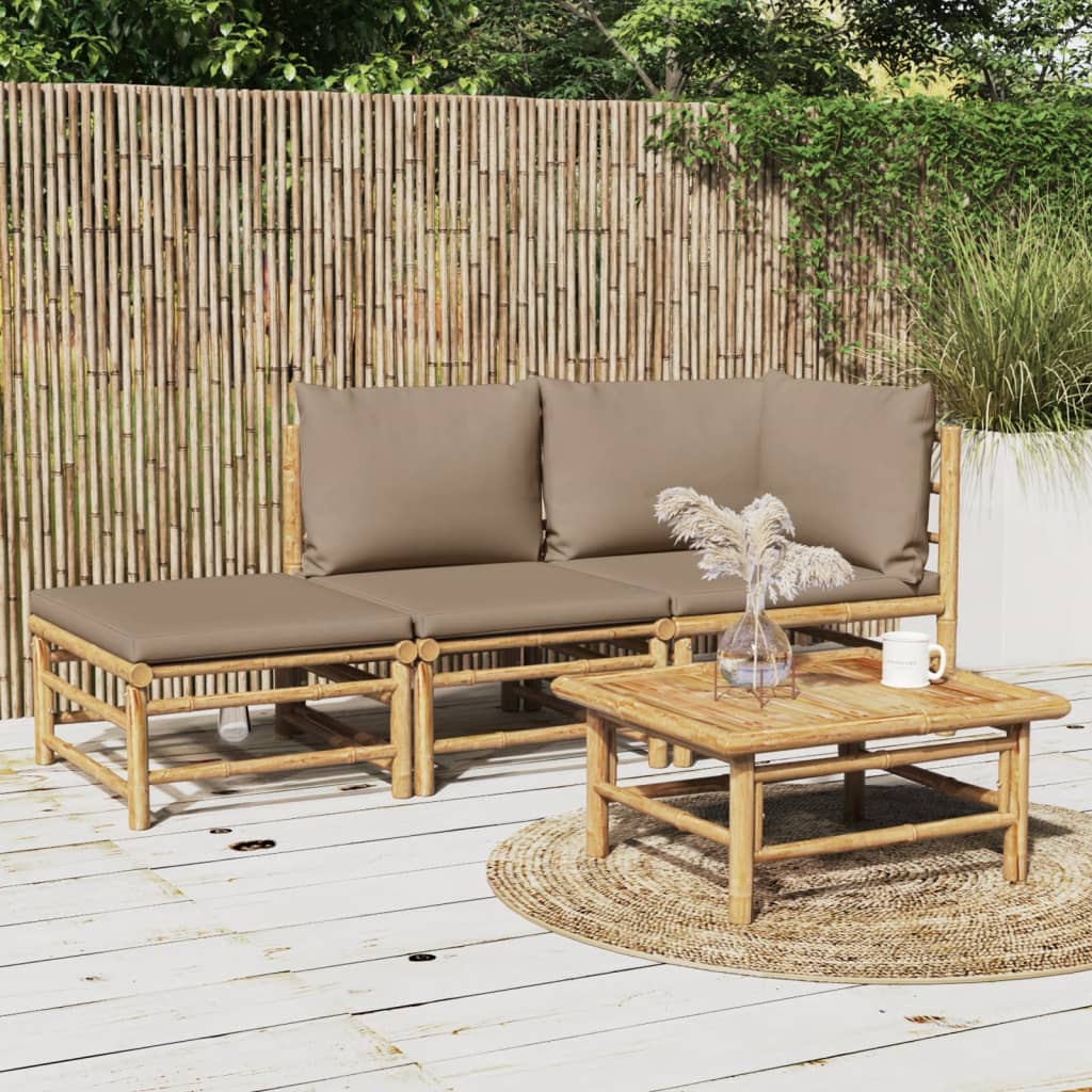Hörnsoffa För Trädgården Dynor 2 St Bambu