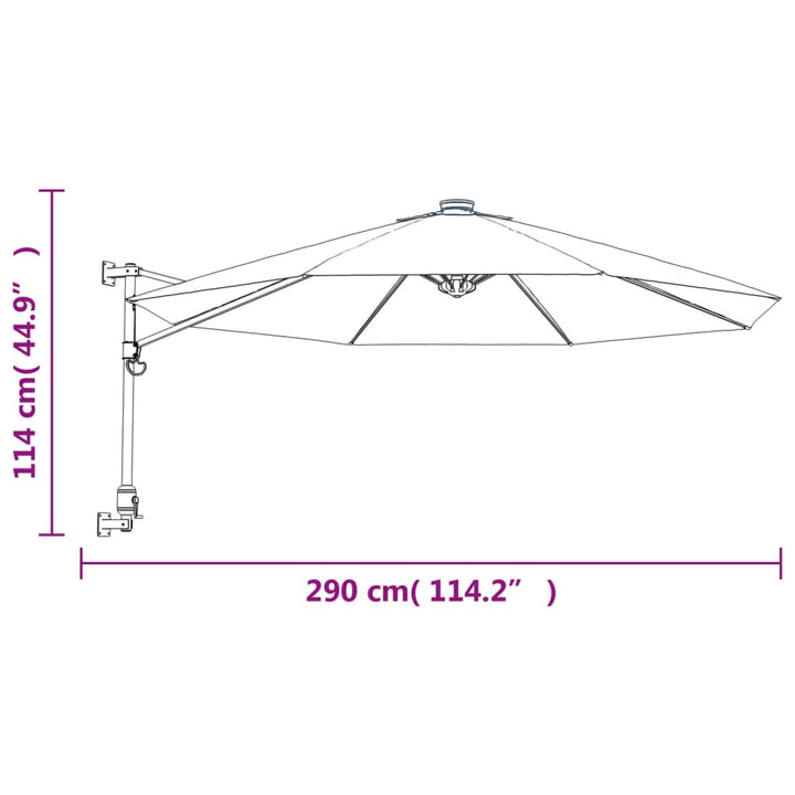 Väggmonterat Parasoll Med Led-Lampor Havs 290 Cm