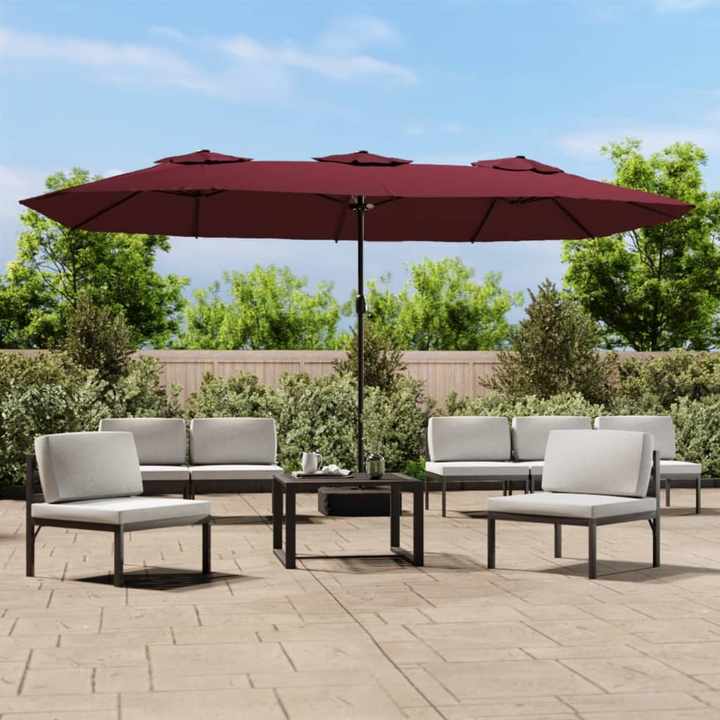 Trädgårdsparasoll Dubbelt Med Leds Sand 449X265 Cm