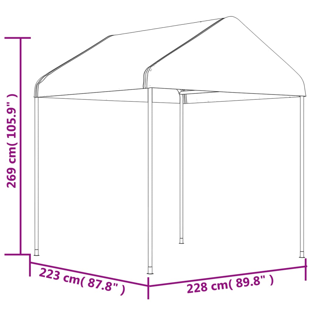 Paviljong Med Tak Vit 8,92X2,28X2,69 M Polyeten