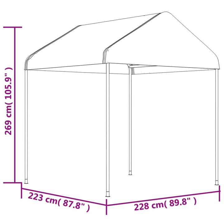 Paviljong Med Tak Vit 8,92X2,28X2,69 M Polyeten