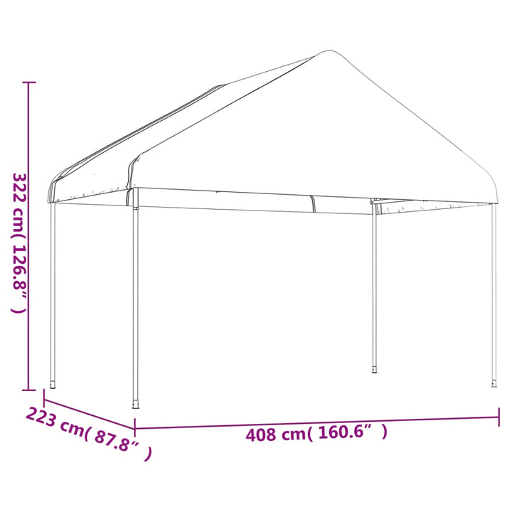 Paviljong Med Tak Vit 13,38X4,08X3,22 M Polyeten