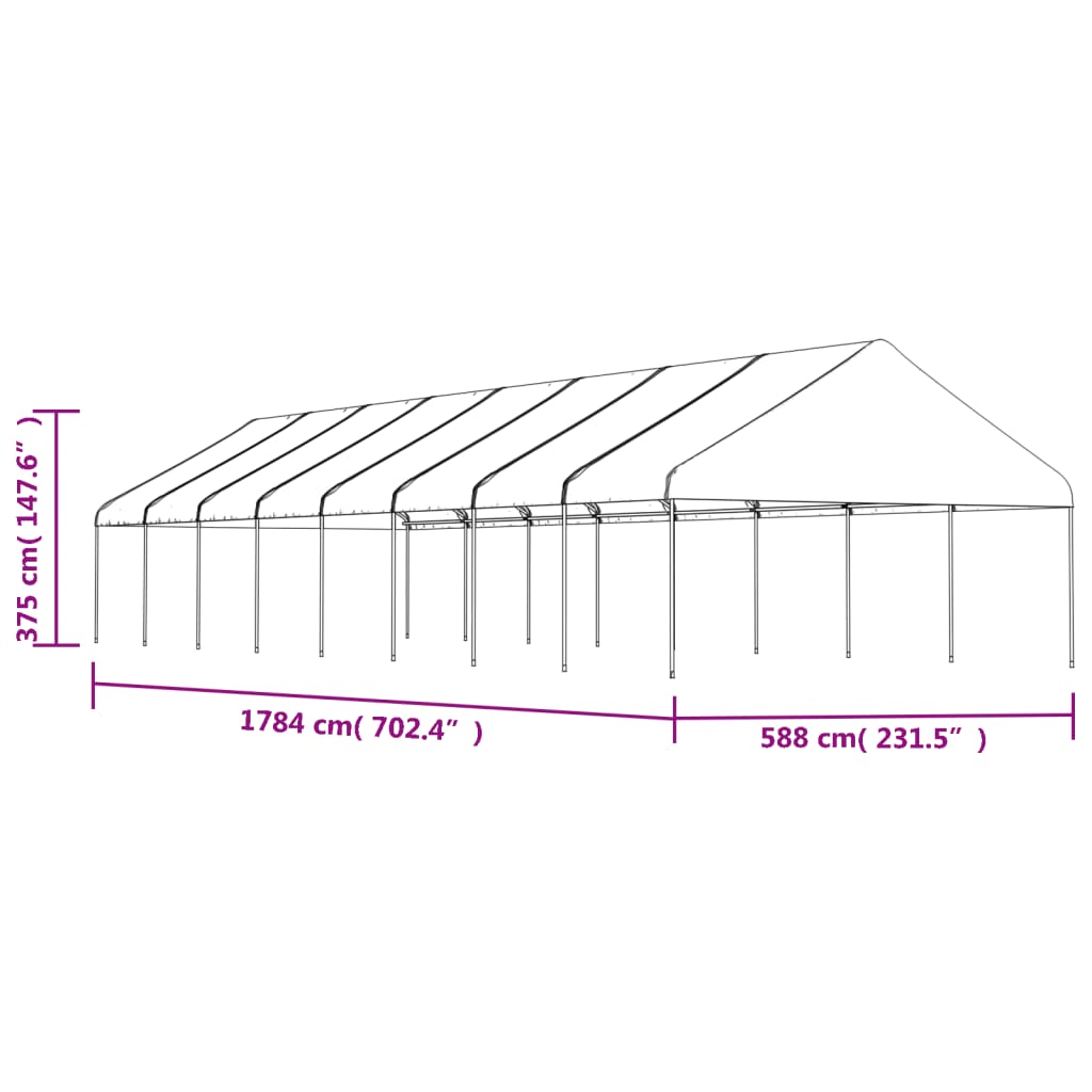 Paviljong Med Tak Vit 17,84X5,88X3,75 M Polyeten