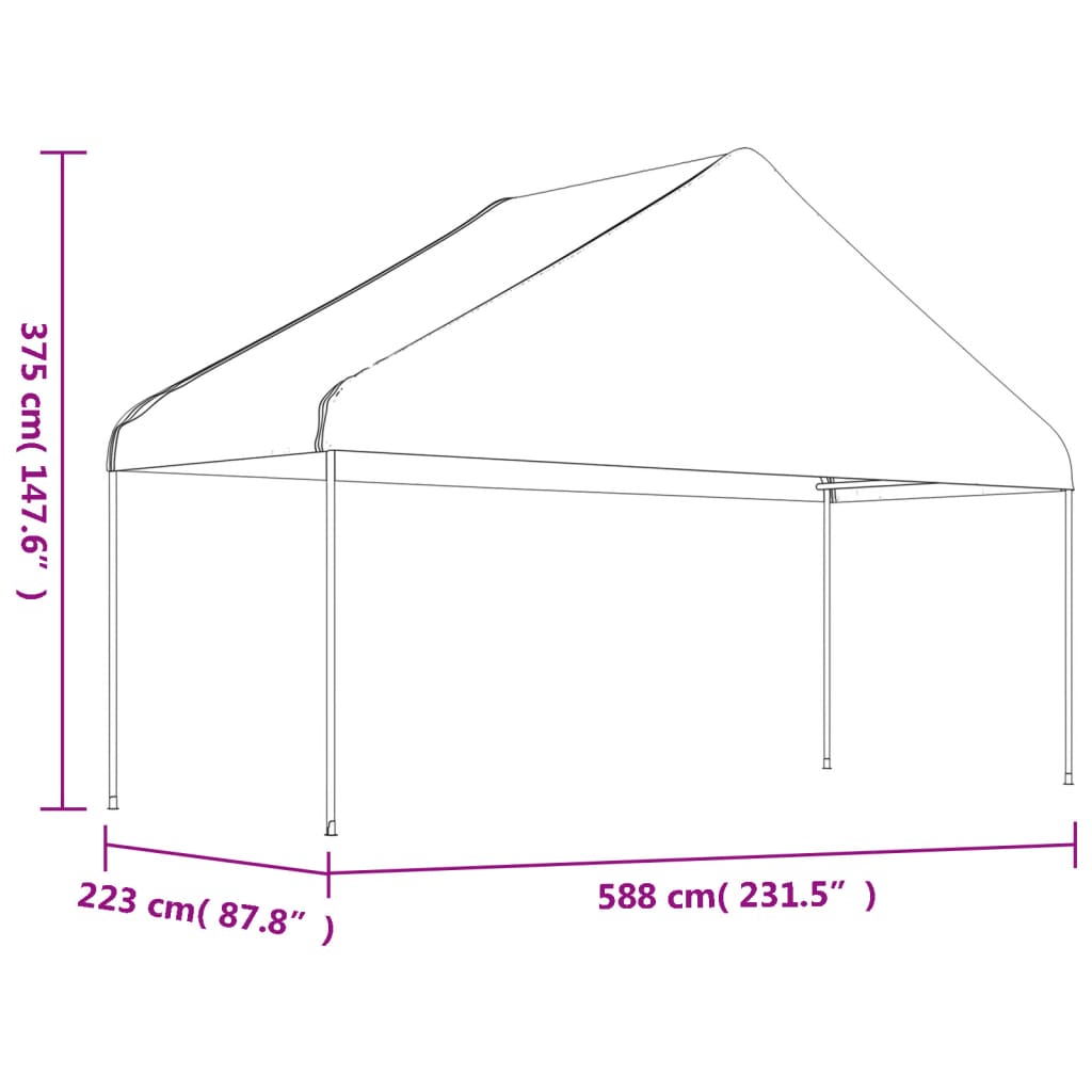 Paviljong Med Tak Vit 17,84X5,88X3,75 M Polyeten