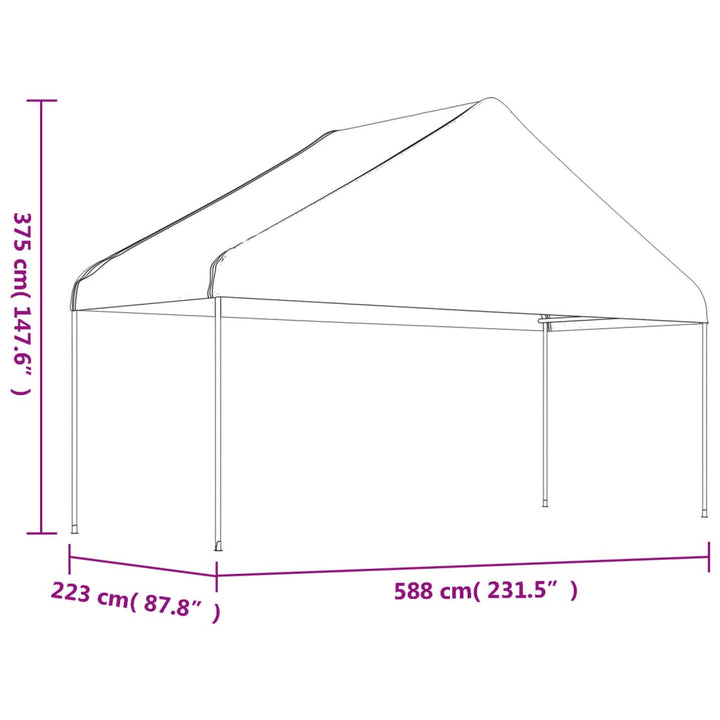 Paviljong Med Tak Vit 17,84X5,88X3,75 M Polyeten
