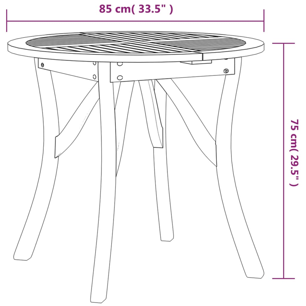 Trädgårdsbord Ø 85 Cm Massivt Akaciaträ