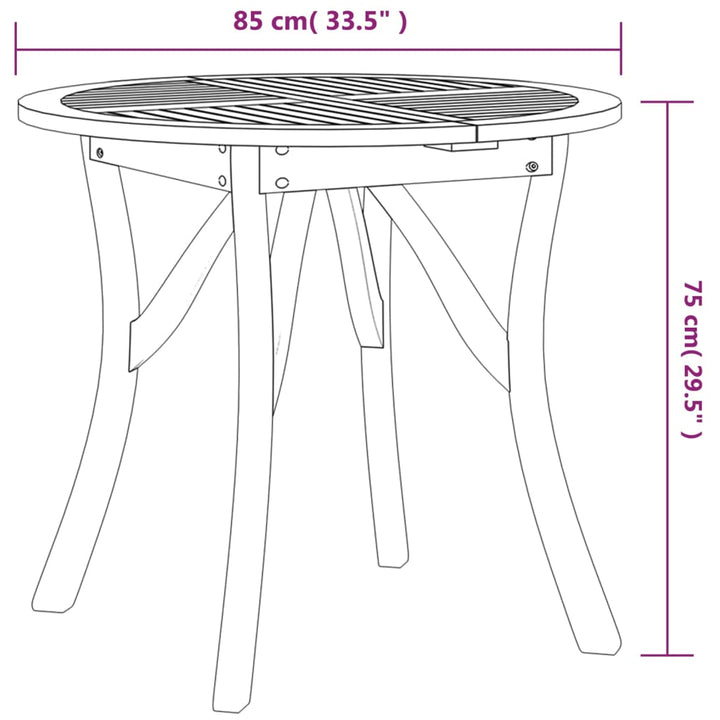 Trädgårdsbord Ø 85 Cm Massivt Akaciaträ