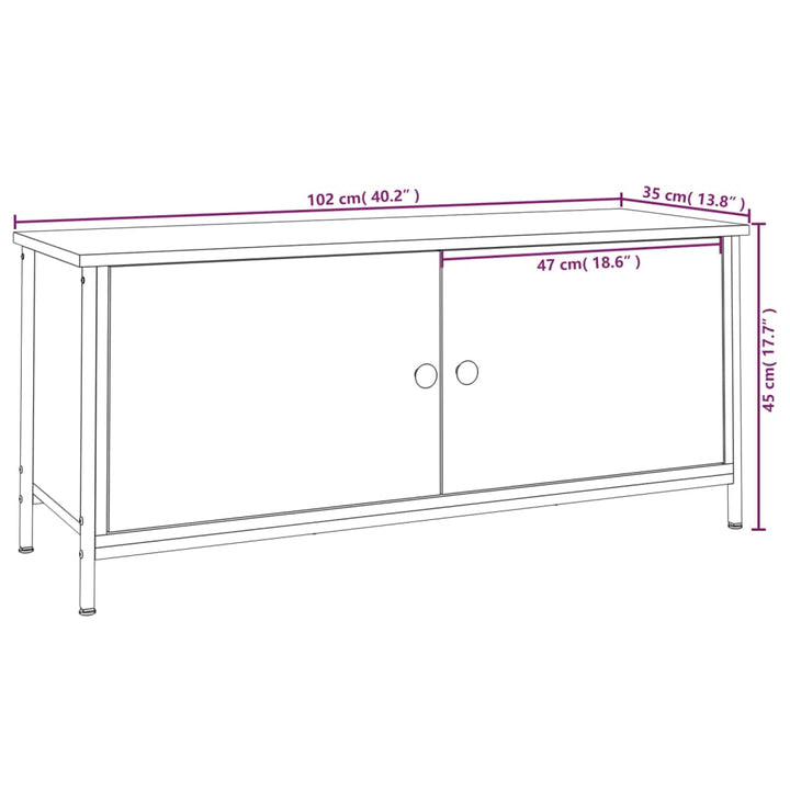 Tv-Bänk Med Dörrar 102X35X45 Cm Konstruerat Trä