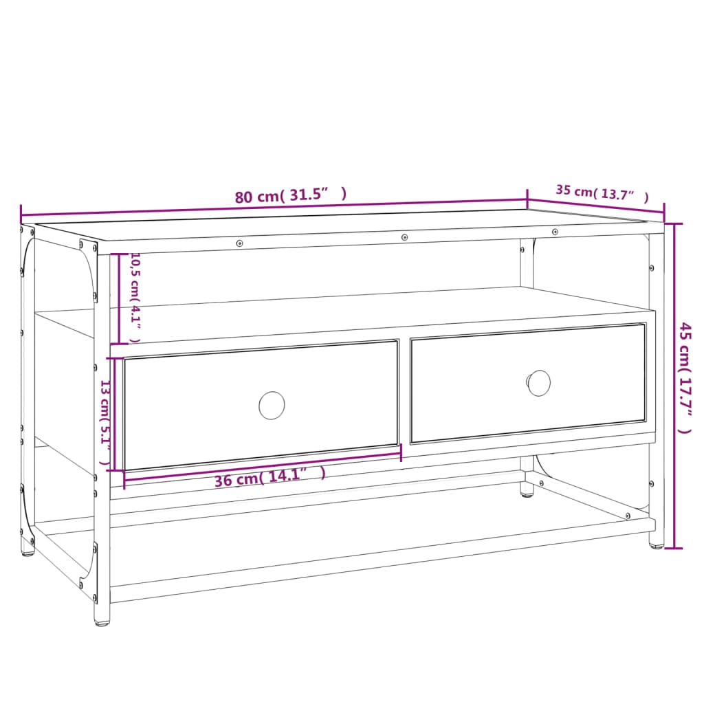 Tv-Bänk 80X35X45 Cm Konstruerat Trä