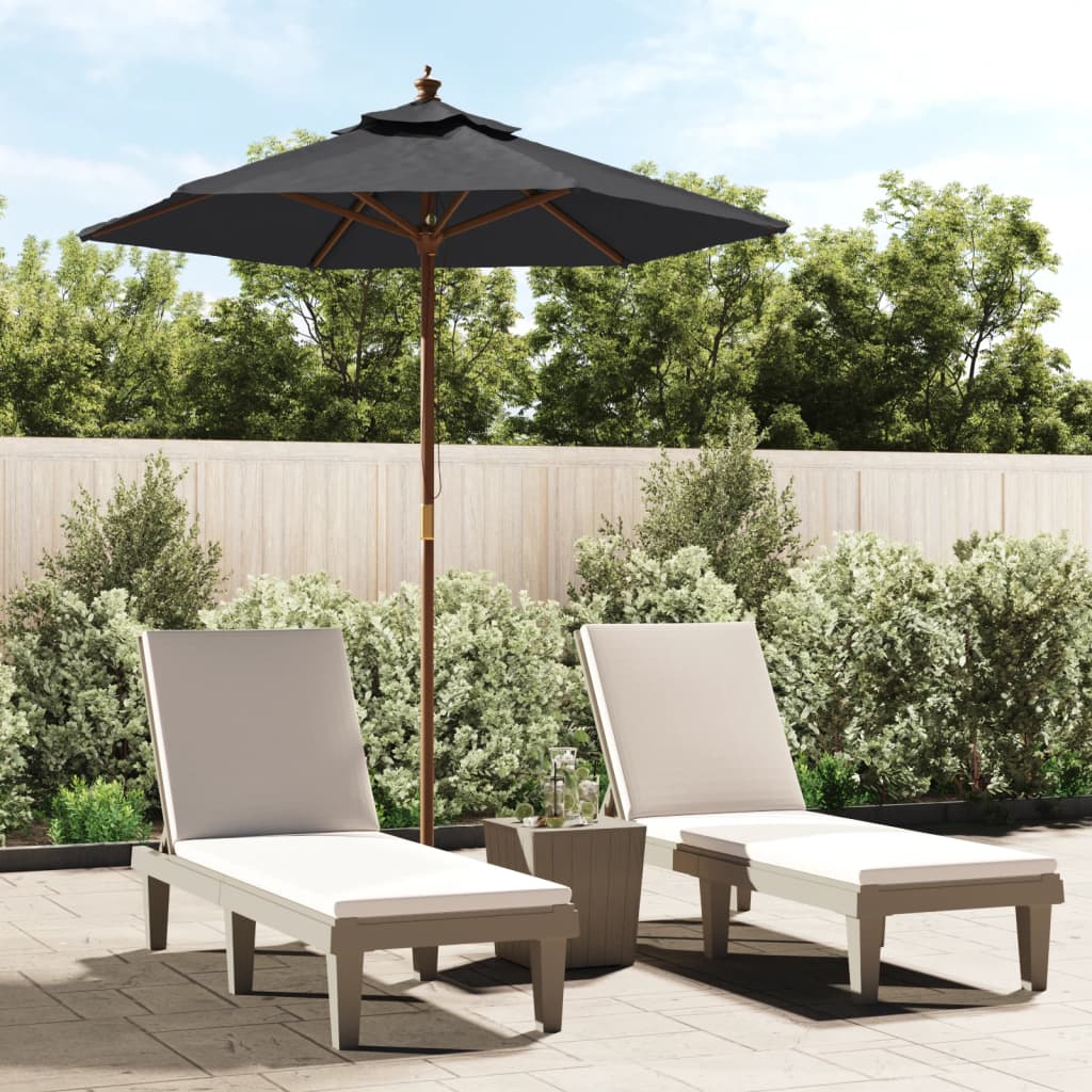 Parasoll Med Trästång 196X231 Cm Vit