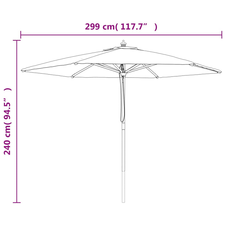 Parasoll Med Trästång 299X240 Cm Färgad