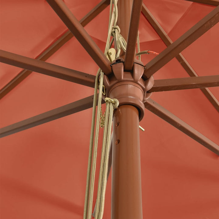 Parasoll Med Trästång 400X273 Cm Terrakotta