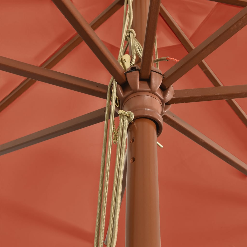 Parasoll Med Trästång 400X273 Cm Terrakotta
