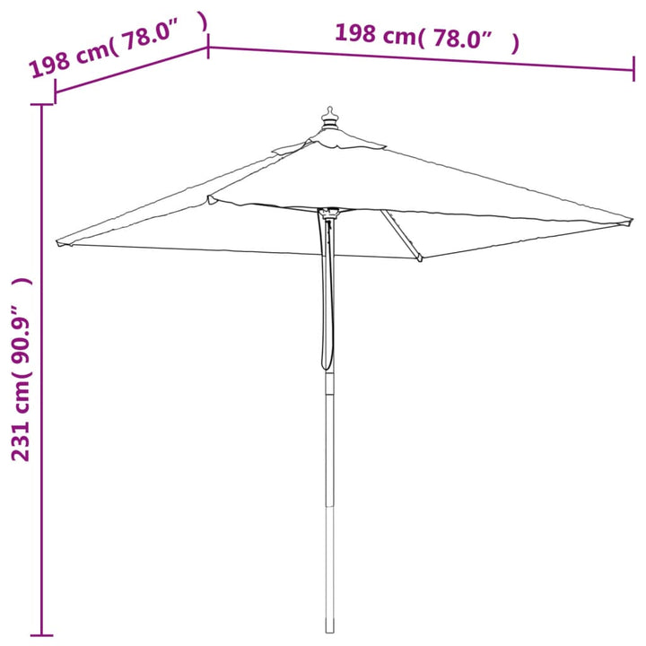 Parasoll Med Trästång 198X198X231 Cm