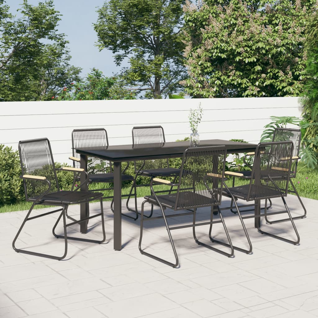 Matgrupp För Trädgården 7 Delar Svart Pvc-Rotting