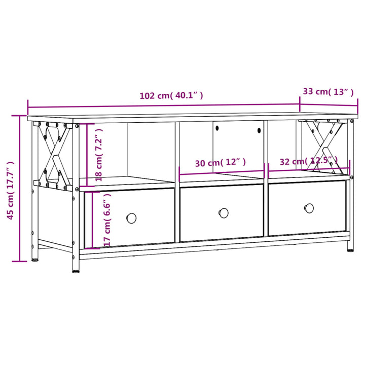 Tv-Bänk 102X33X45 Cm Konstruerat Trä &amp; Järn