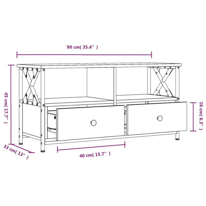 Tv-Bänk 90X33X45 Cm Konstruerat Trä &amp; Järn