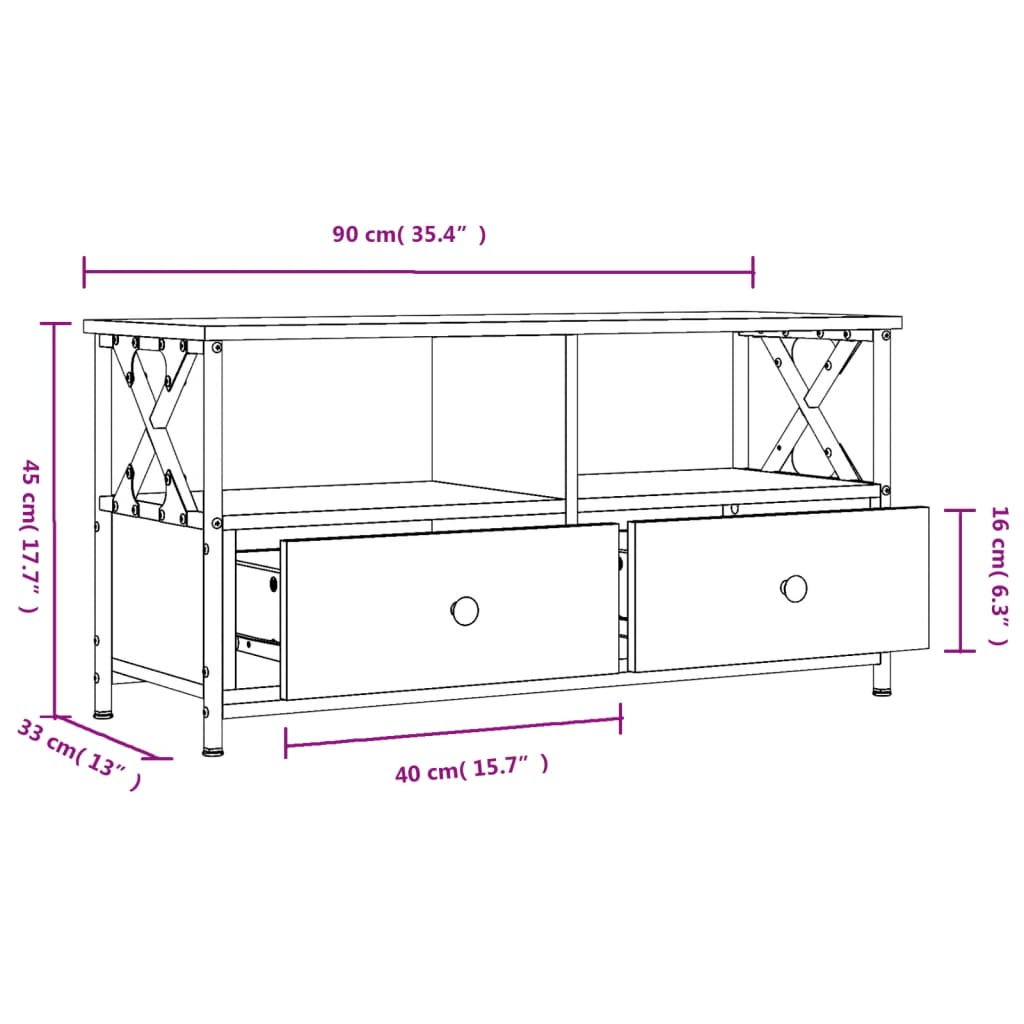 Tv-Bänk 90X33X45 Cm Konstruerat Trä &amp; Järn