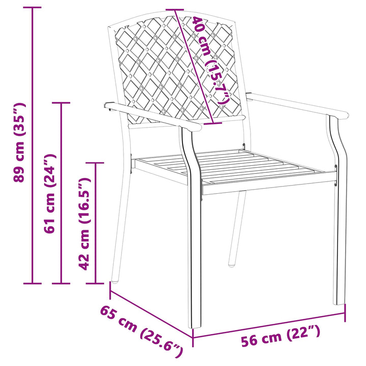 Trädgård Stol 4 Pcs Antracit 56 X 65 X 89 Cm Stål