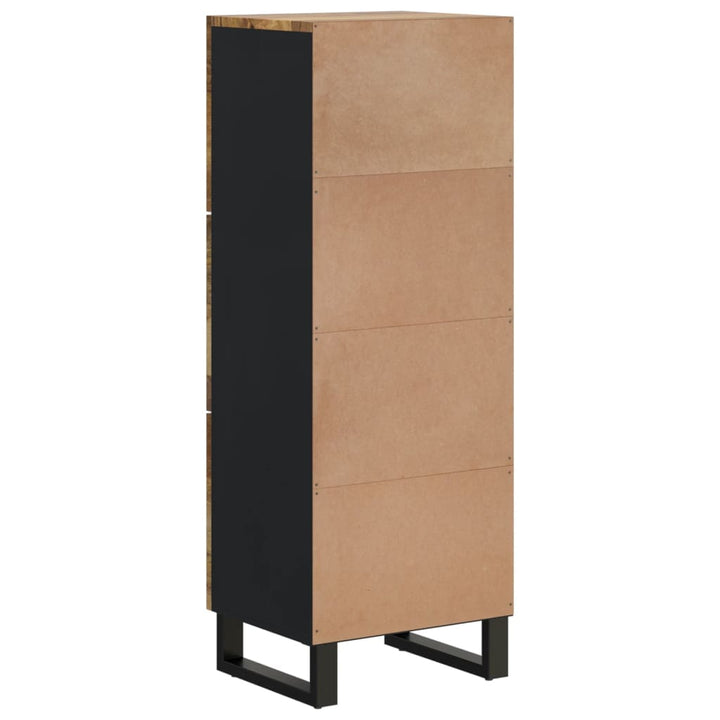 Skåp Med 3 Dörrar 40X33X110 Cm Massivt Mangoträ Och Järn