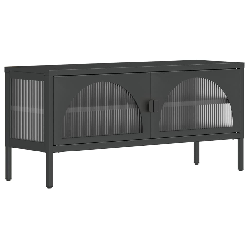 Tv-Bänk Svart 105X35X50 Cm Glas Och Stål